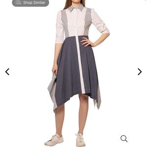 Multi Striped Midi Sleeves Shirt Dress